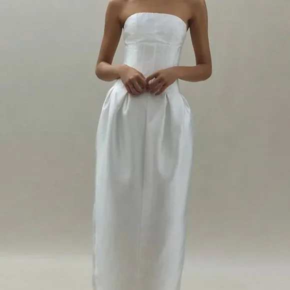 anthropologie white pleated dress Let Me Be One-Shoulder Pleated Dress